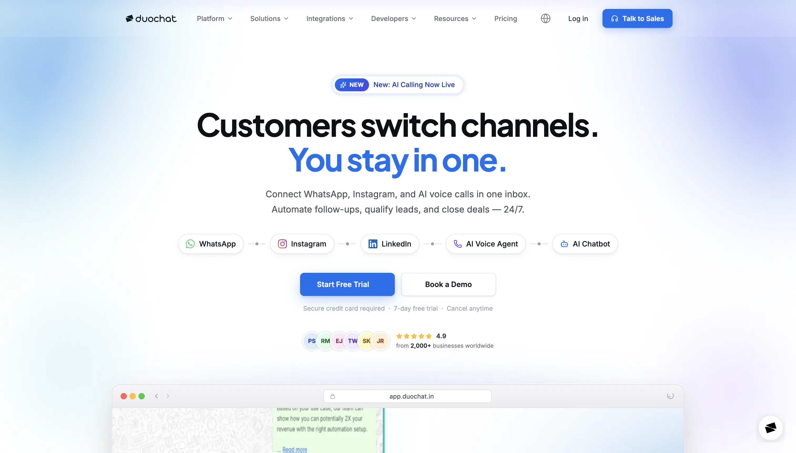Duochat, omnichannel messaging & CRM platform